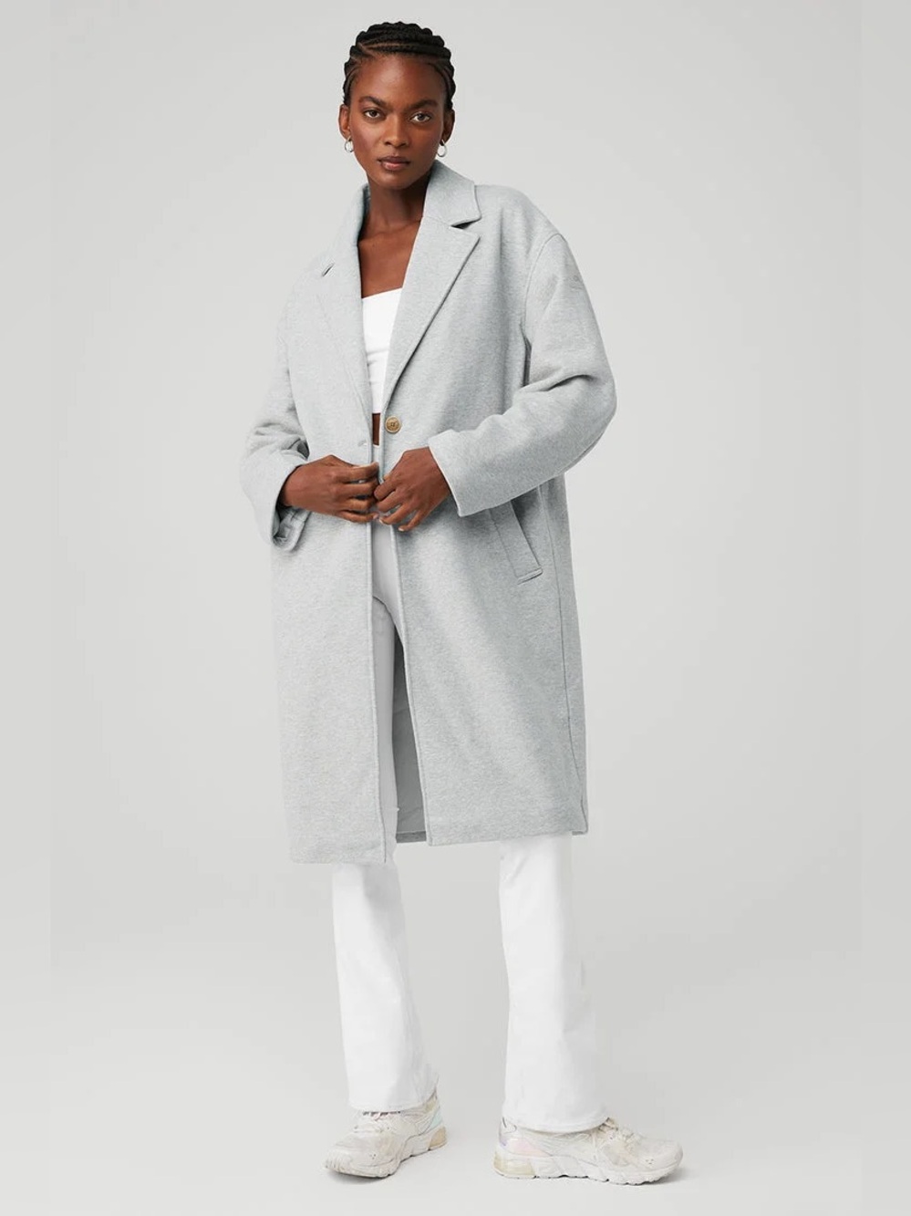 NWOT Alo Yoga VIP Blazer Trench in Athletic Heather Grey Size Small